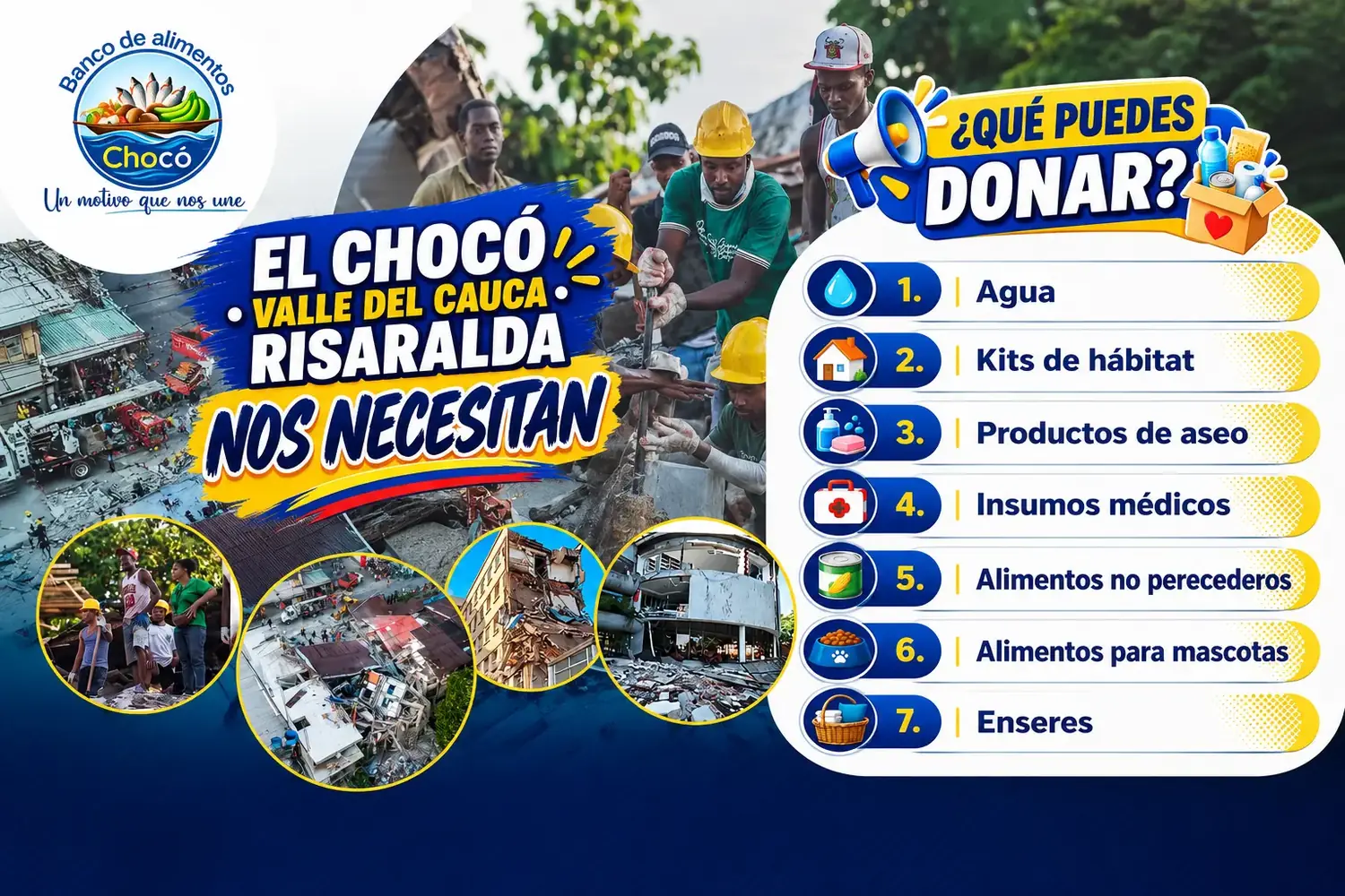 Qué puedes donar: agua, kits de hábitat, productos de aseo, insumos médicos, alimentos no perecederos, alimentos para mascotas y enseres